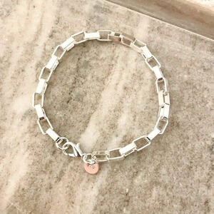 925 Sterling Silver Box Chain Bracelet Link Bracelet 8 inch Bracelet